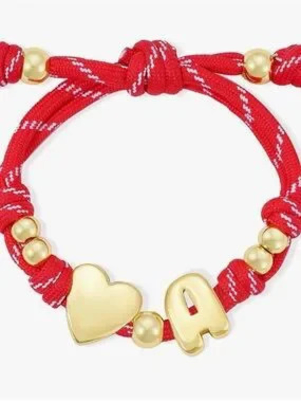 NEW 14K Gold Plated Red Heart & Initial Bracelet with Gold Accents
